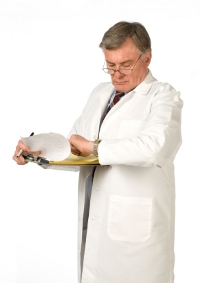 Doctor checking his watch
