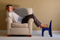 Man Working From Home with Laptop