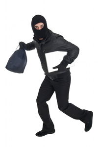 Photo of a thief running away with a purse and a laptop