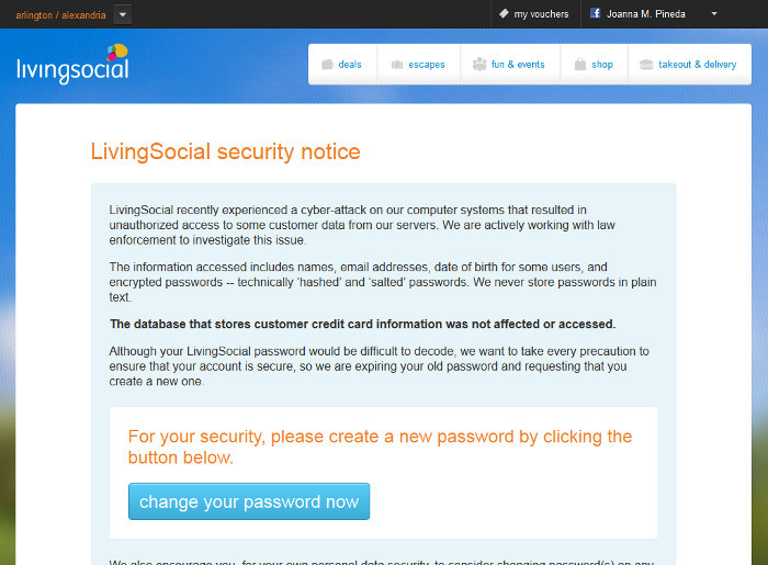 LivingSocial Security Notice