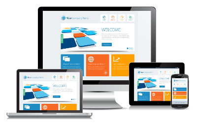 Responsive design illustrated on multiple devices