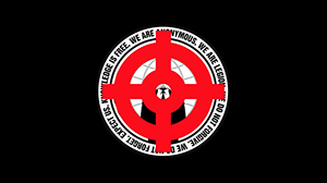 Red target overlaying hacker logo