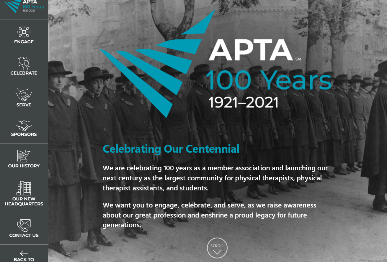 APTA Centennial Website Screenshot
