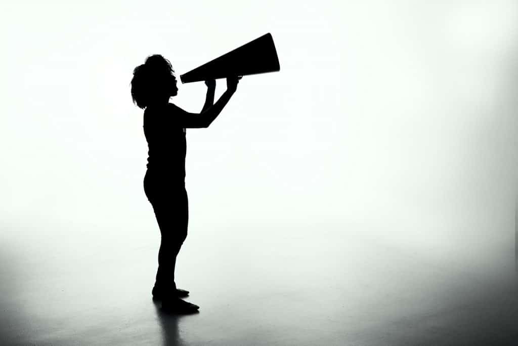 Woman holding megaphone