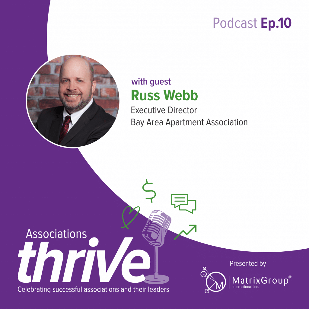 Associations Thrive podcast cover for episode 10 featuring Russ Webb