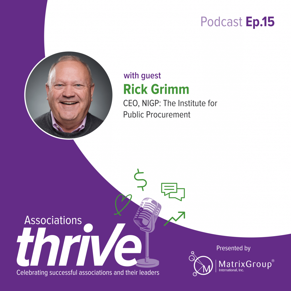 Associations Thrive episode 15 podcast cover, featuring Rick Grimm